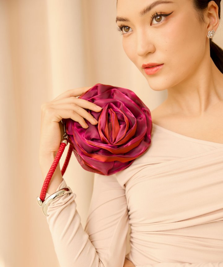 Rosette Purse - Burgundy