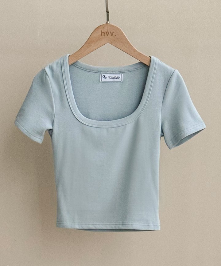 Xenia Scoop Tee - Baby Blue