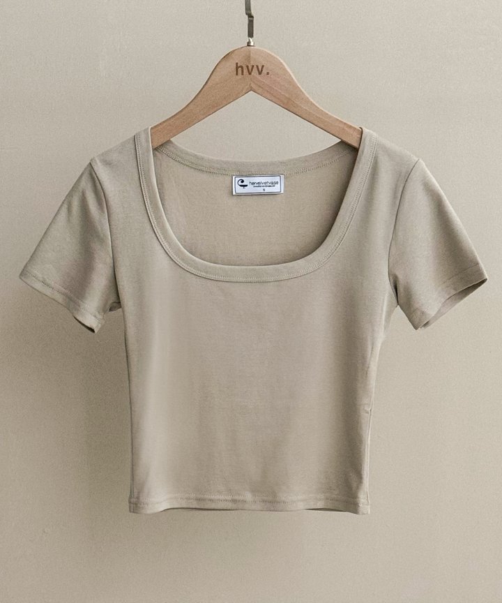 Xenia Scoop Tee - Taupe