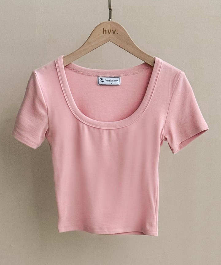 Xenia Scoop Tee - Baby Pink