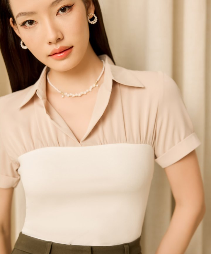 Bebe Contrast Blouse - White