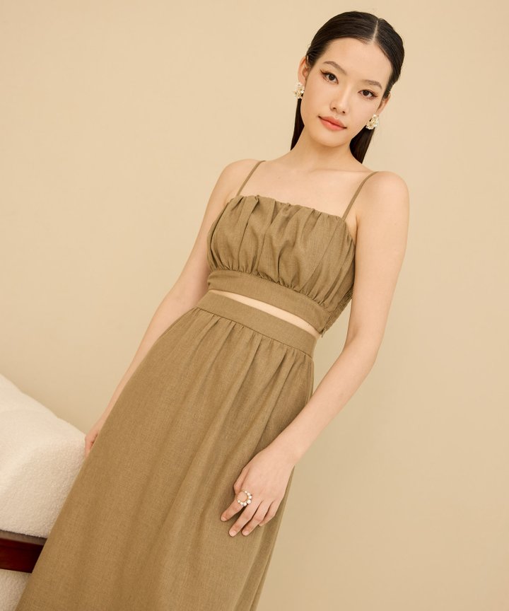 Ema Ruched Top - Olive