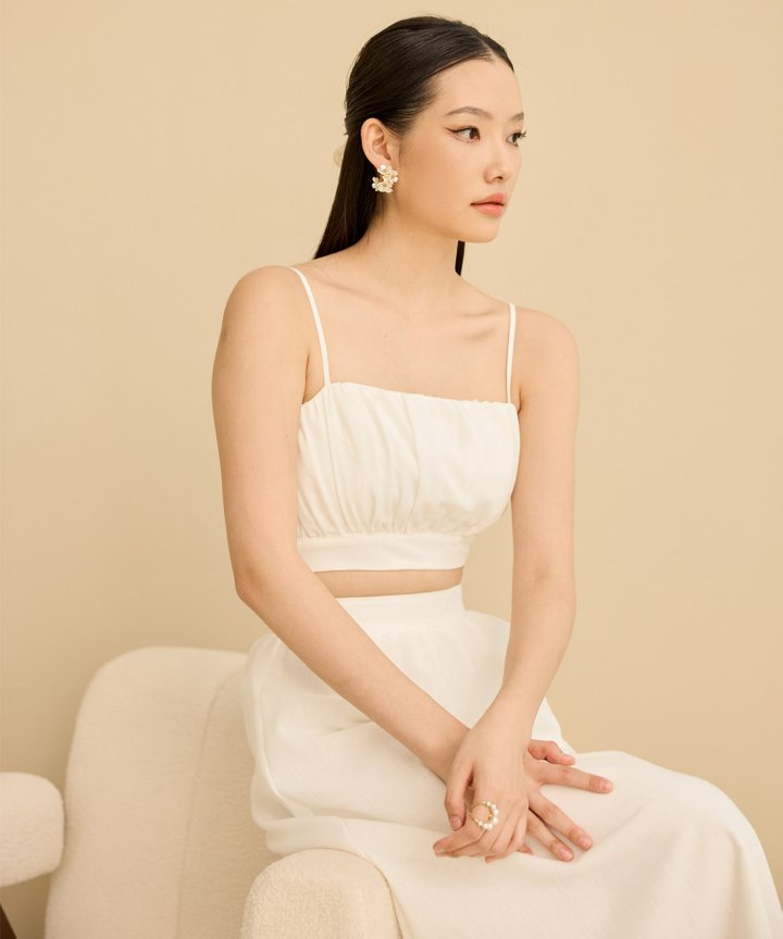 Ema Ruched Top - White