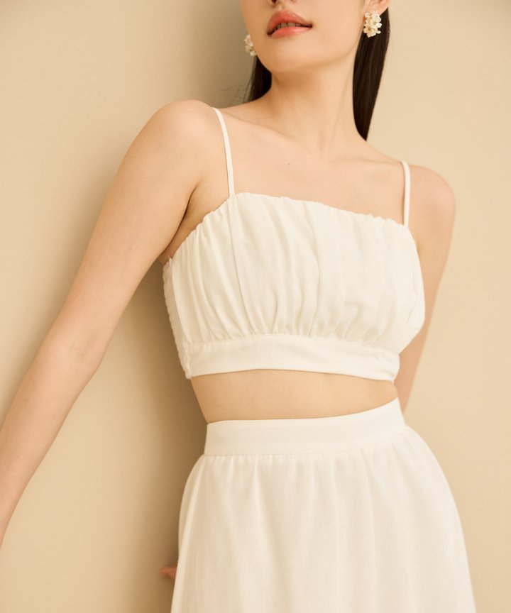 Ema Ruched Top - White