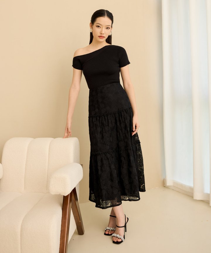 Milana Tiered Maxi Skirt - Black