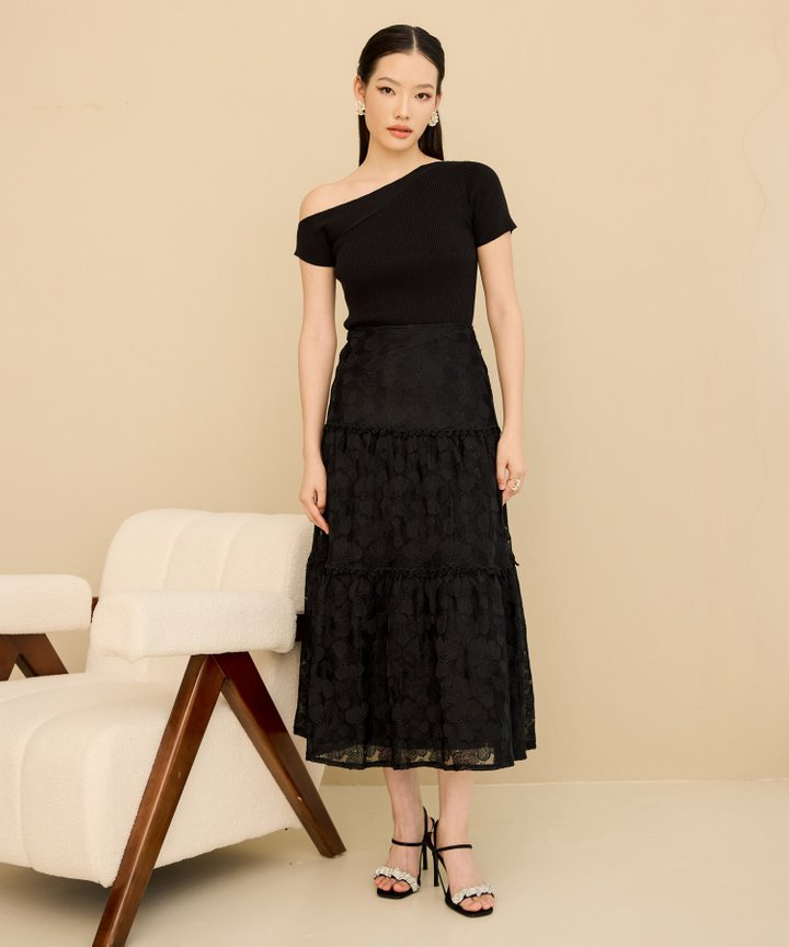 Milana Tiered Maxi Skirt - Black