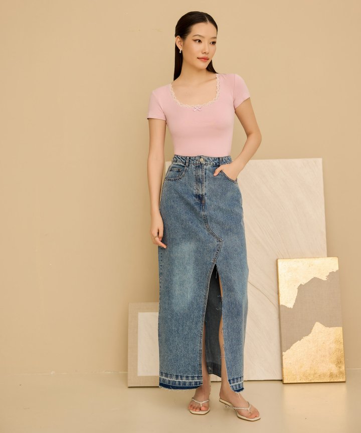 Tate Denim Midi Skirt