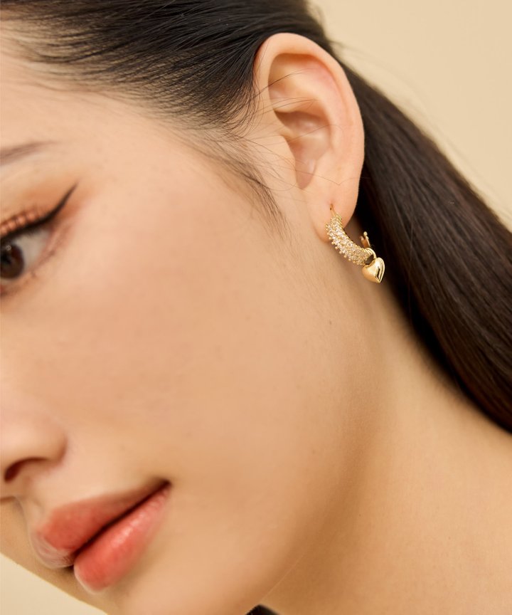 Nano Heart Hoops - Gold