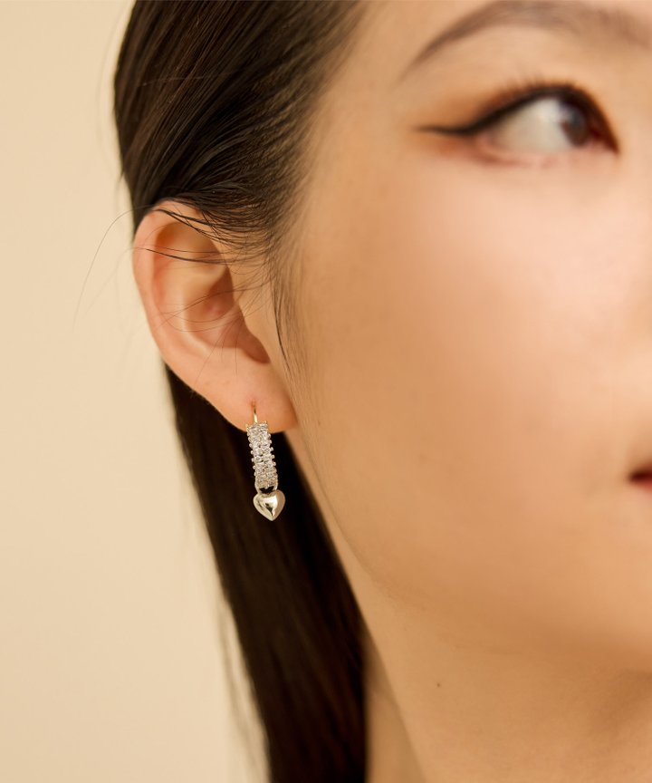 Nano Heart Hoops - Silver