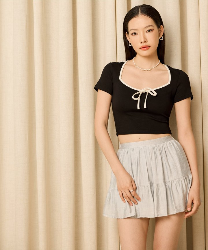 Taffy Ribbon Top - Black