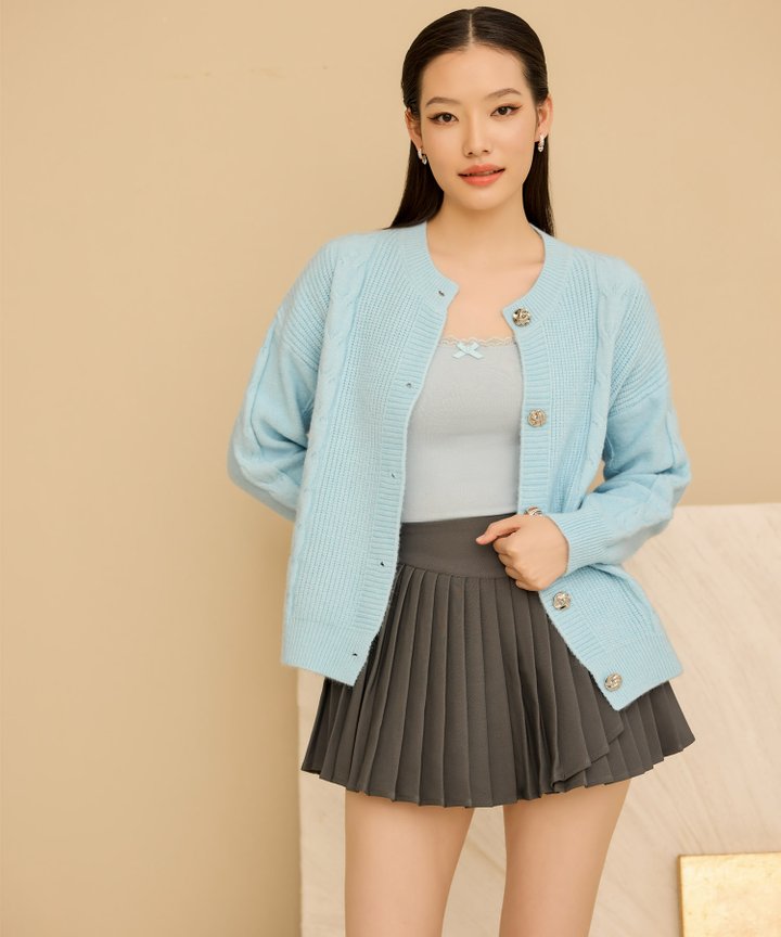 Teddy Knit Cardigan - Blue