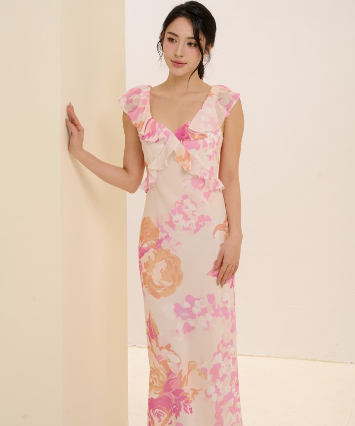 Fantasia Print Dress - Fuchsia