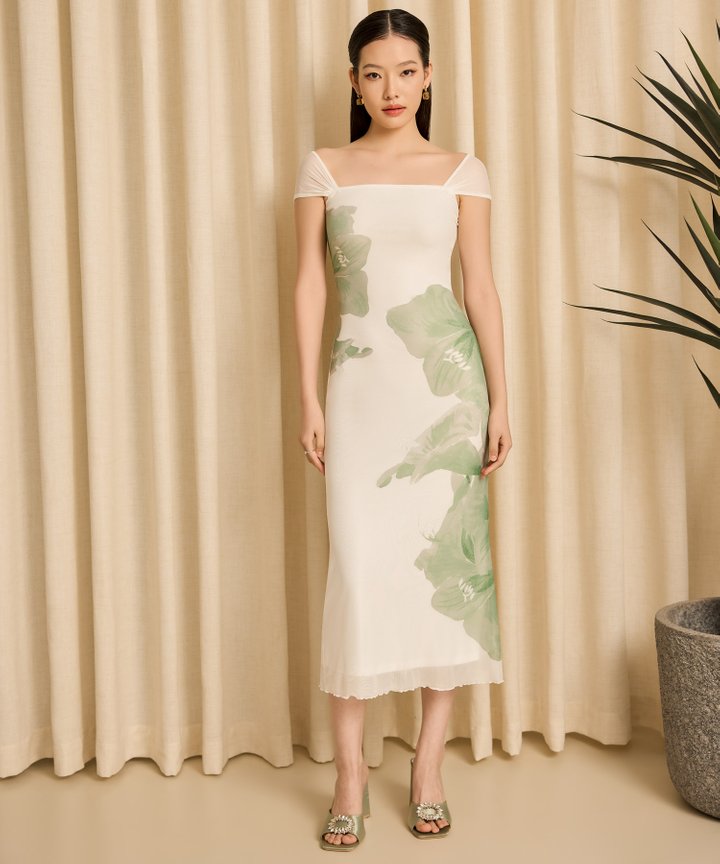 Fleur Square Neck Midi - Sage