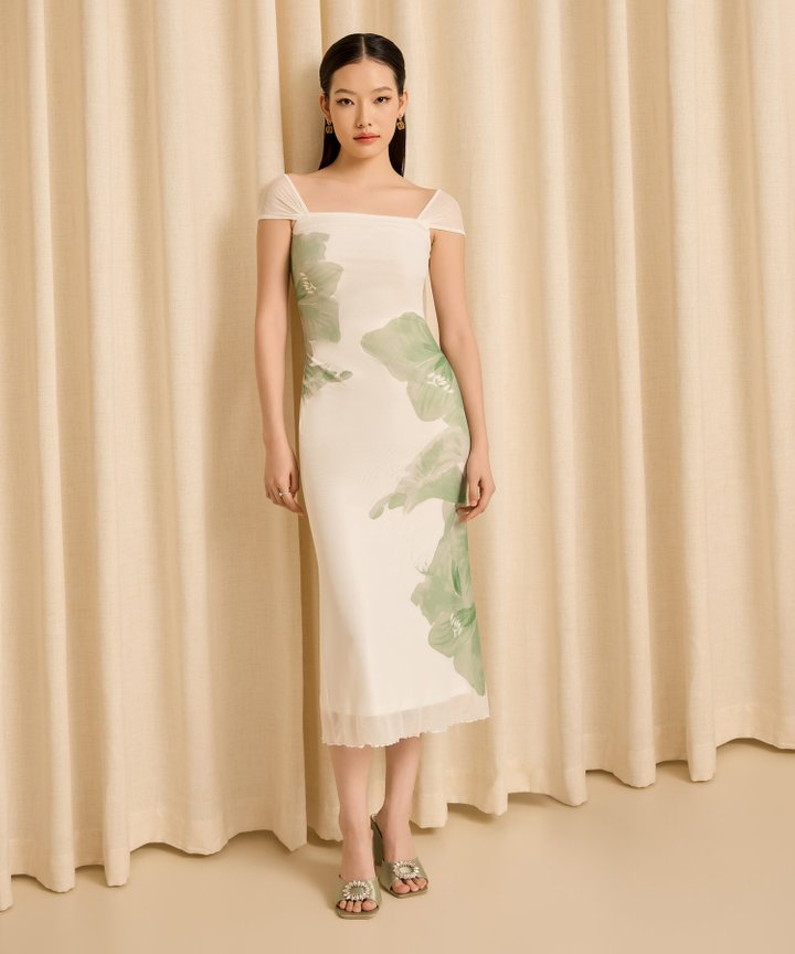 Fleur Square Neck Midi - Sage