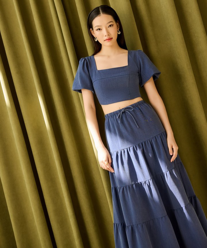 Gabriella Poufy Sleeved Top - French Navy