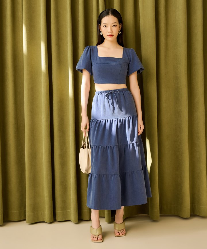 Gabriella Poufy Sleeved Top - French Navy