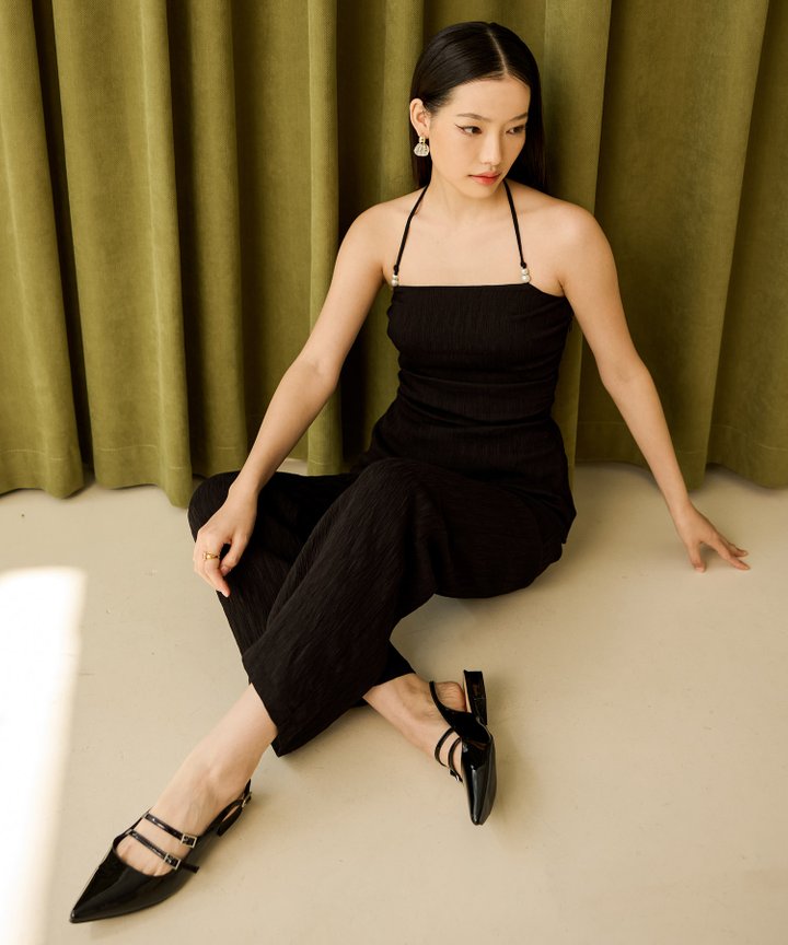 Halle Pearl Top - Black