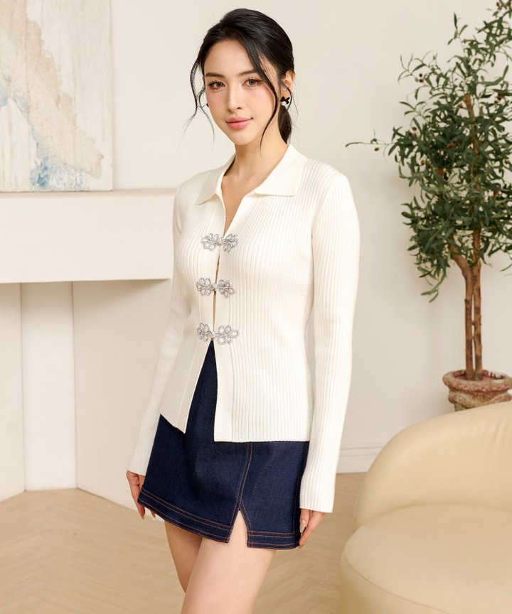 Jing Pankou Cardigan - White