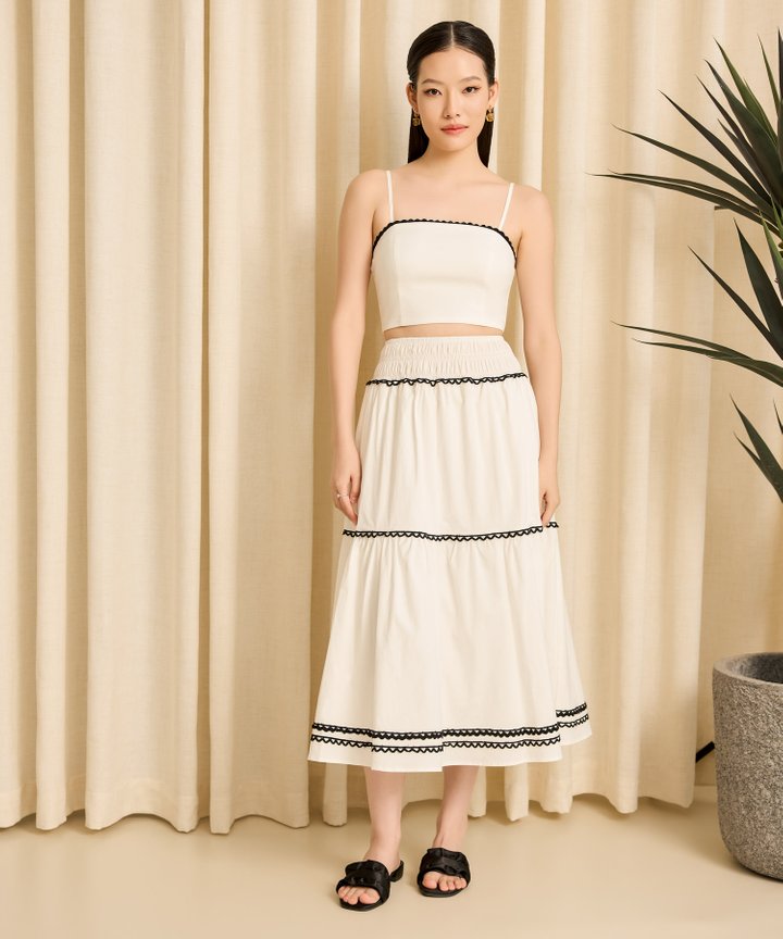 Magnolia Eyelet Trim Skirt - White