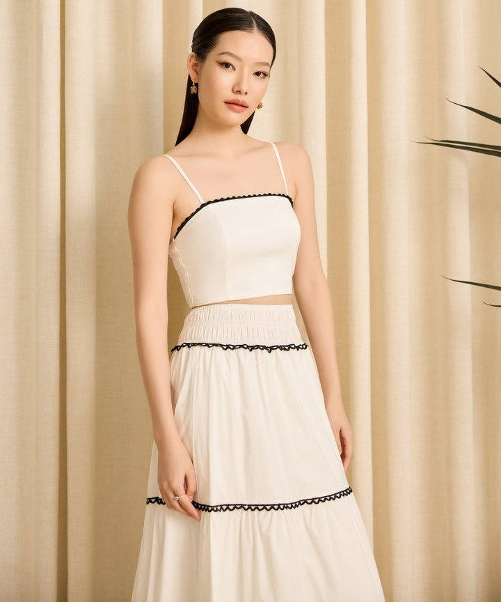 Magnolia Eyelet Trim Skirt - White