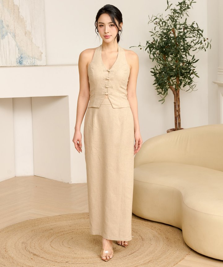 Shanna Linen Skirt - Creme