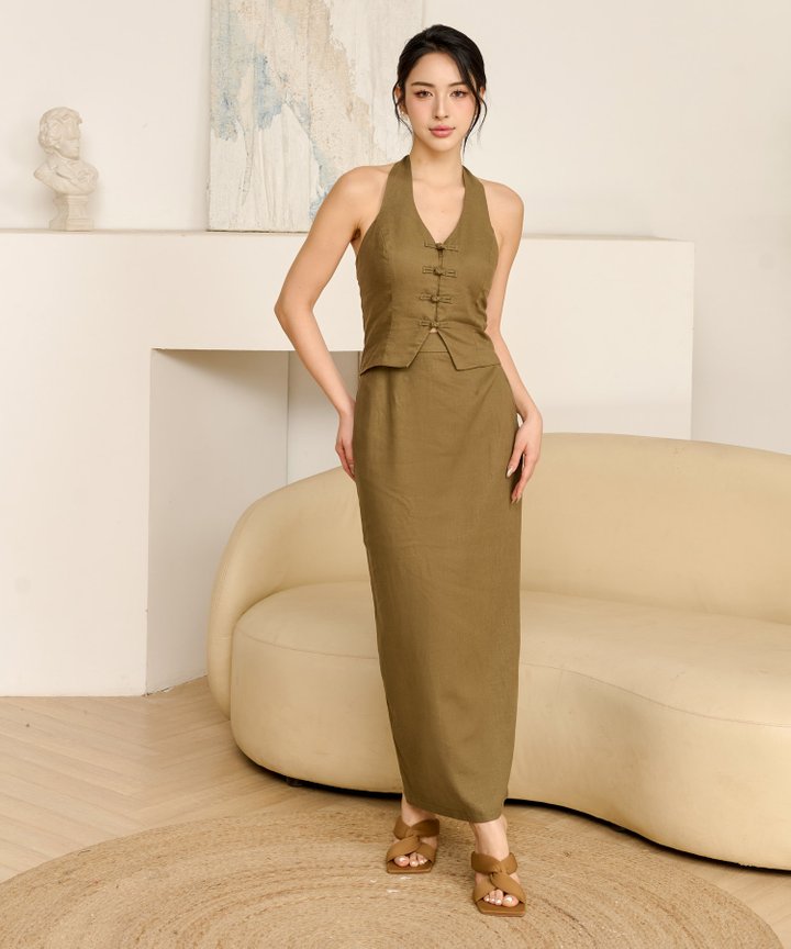 Shanna Linen Skirt - Olive