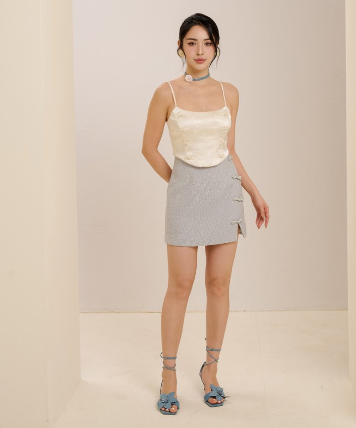Solstice Tweed Skirt - Pale Blue