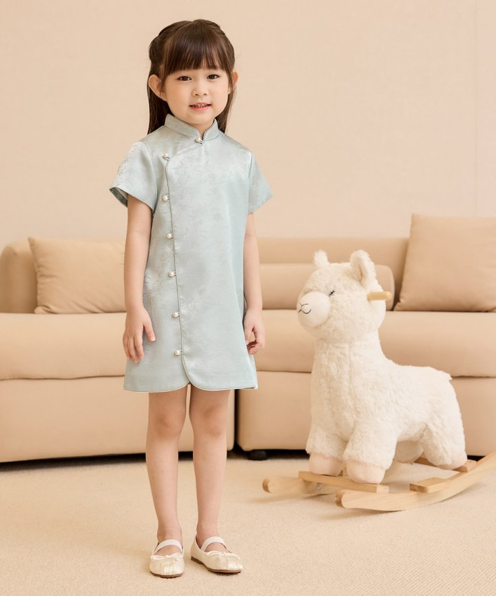 Azalea Pearl Toddler Cheongsam - Powder Blue