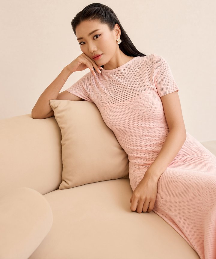 Chinoiserie Knit Maxi - Pink