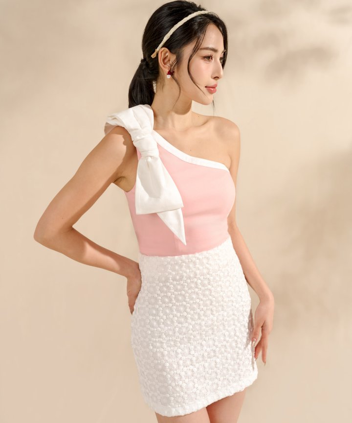Giulia Bow Top - Pink