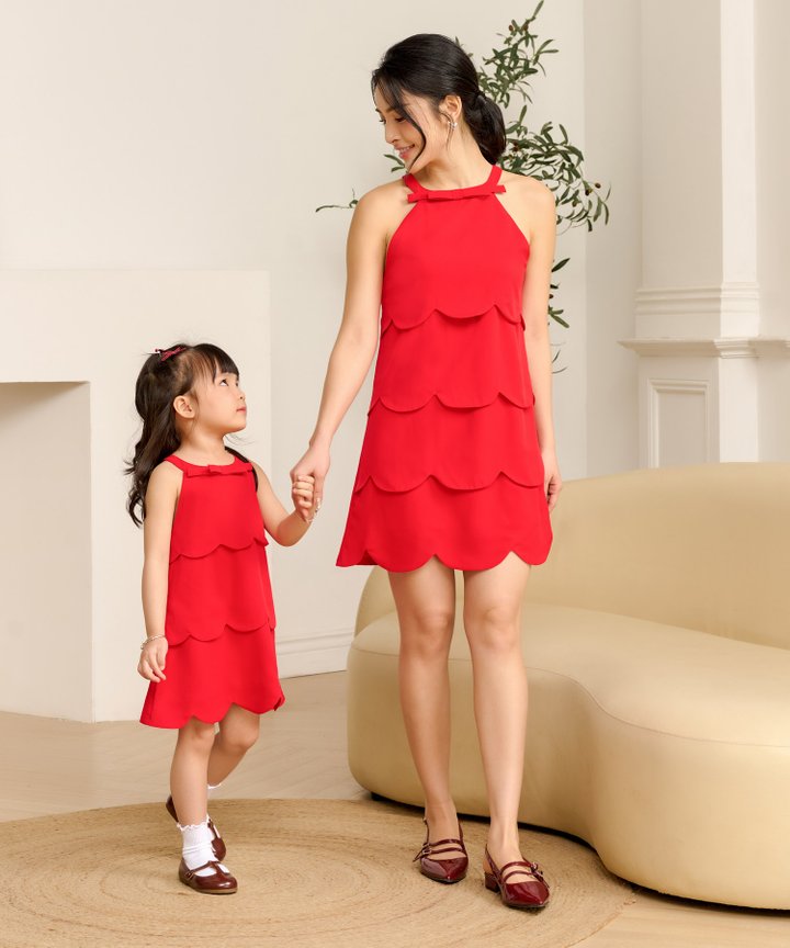 Kianna Tiered Shift Dress - Scarlet