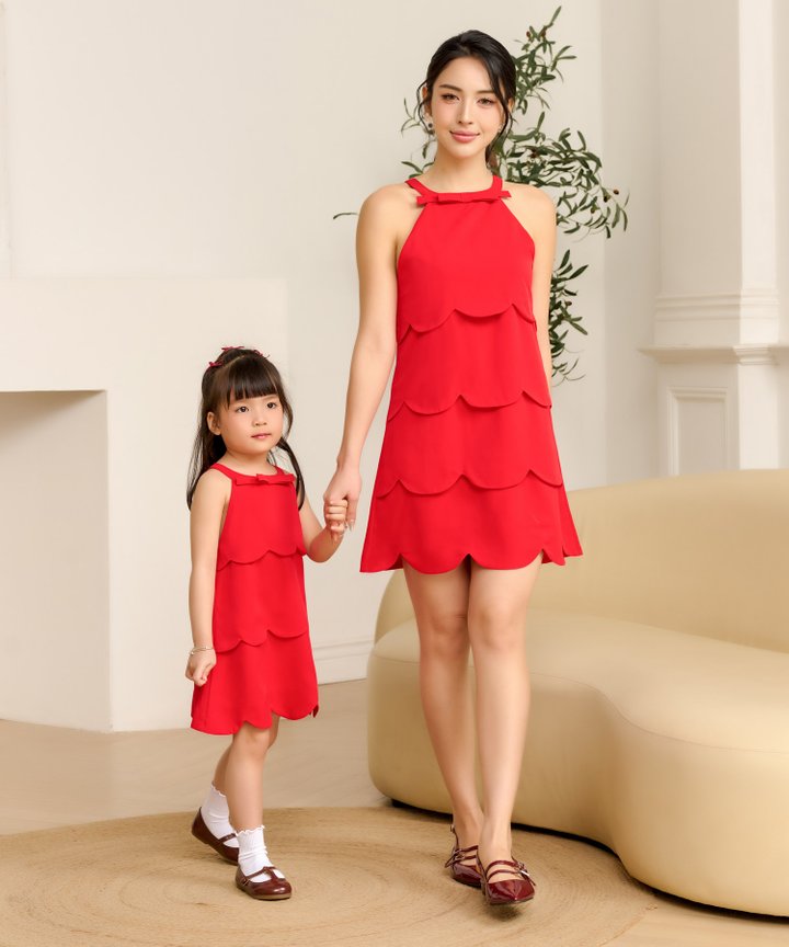 Kianna Tiered Shift Dress - Scarlet
