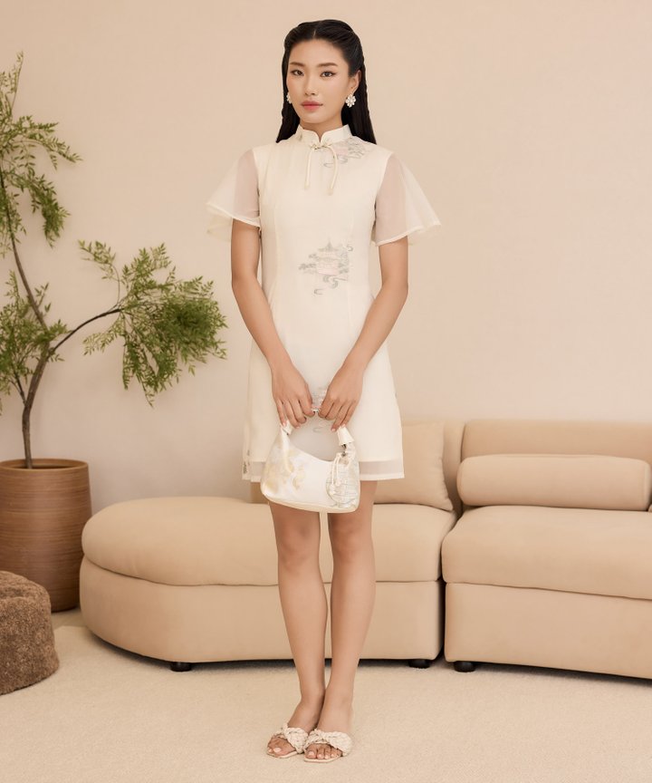 Mandarin Flutter Sleeve Dress