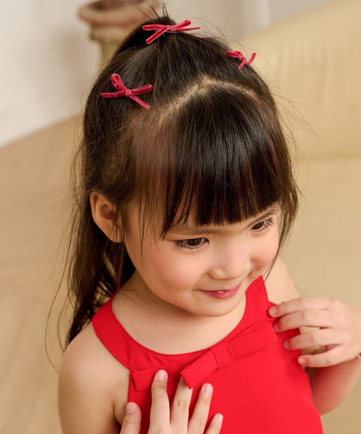 Nano Velvet Bow Clips - Wine