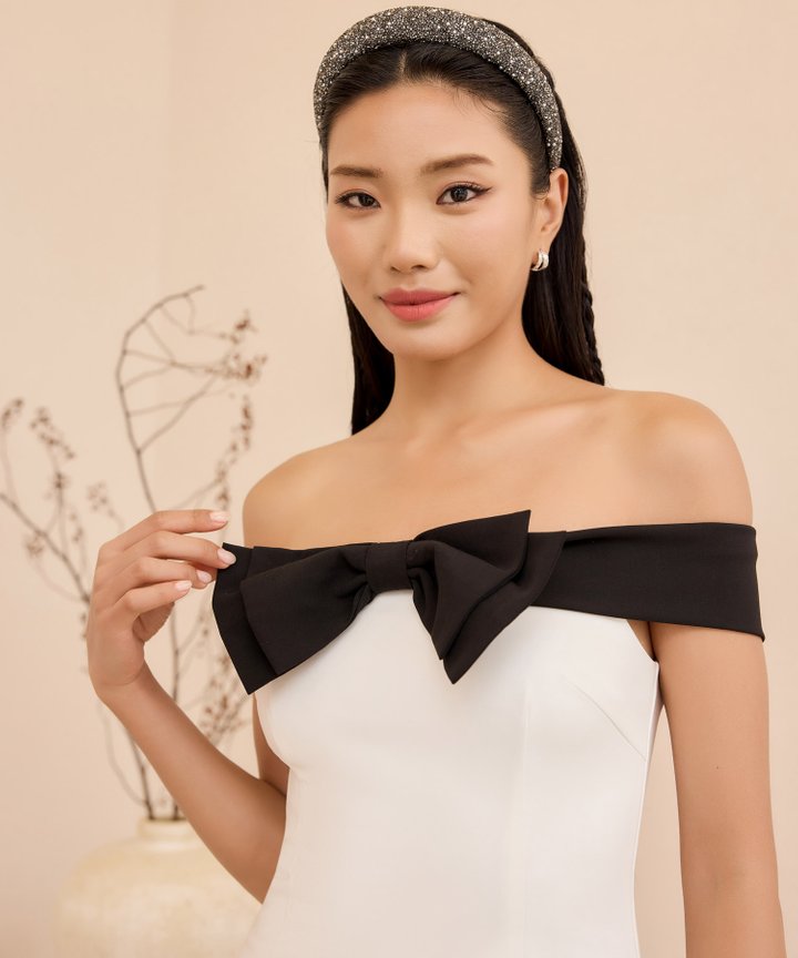 Camille Bow Dress - White