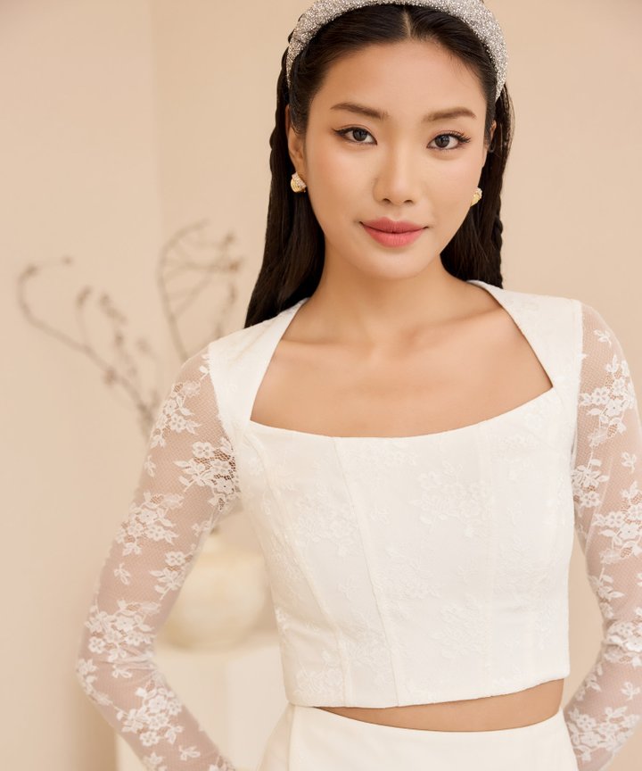 Claudette Lace Top - White