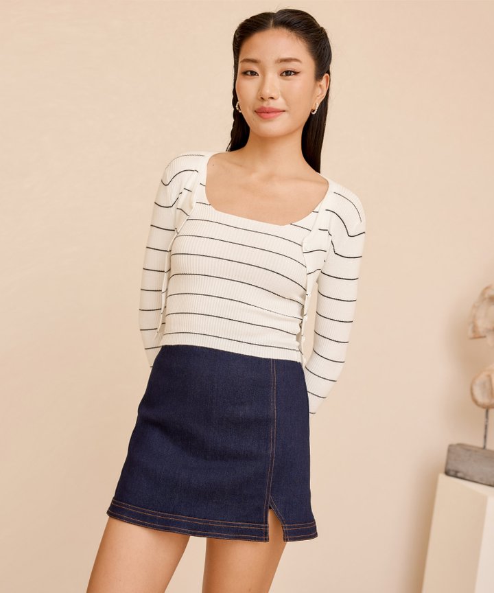 Harley Striped Cardigan Set - White