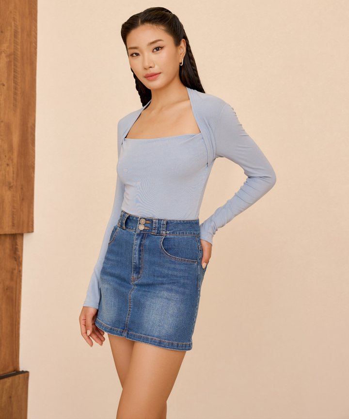 Pima Long-Sleeved Top - Blue