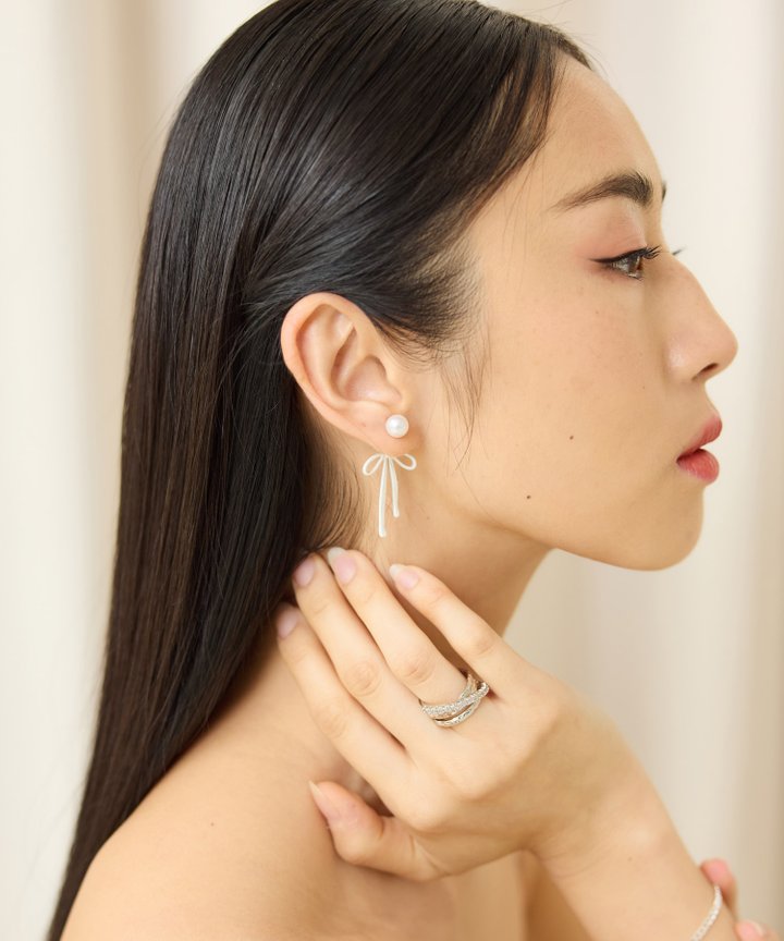 Amaya Pearl Bow Earrings