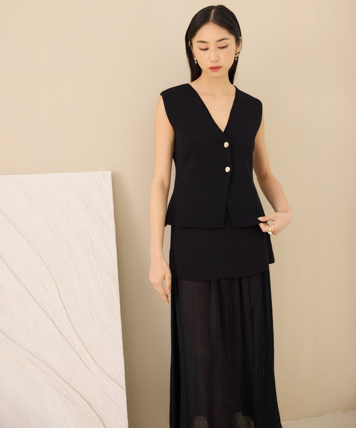 Anise Knit Vest - Black (Restock)