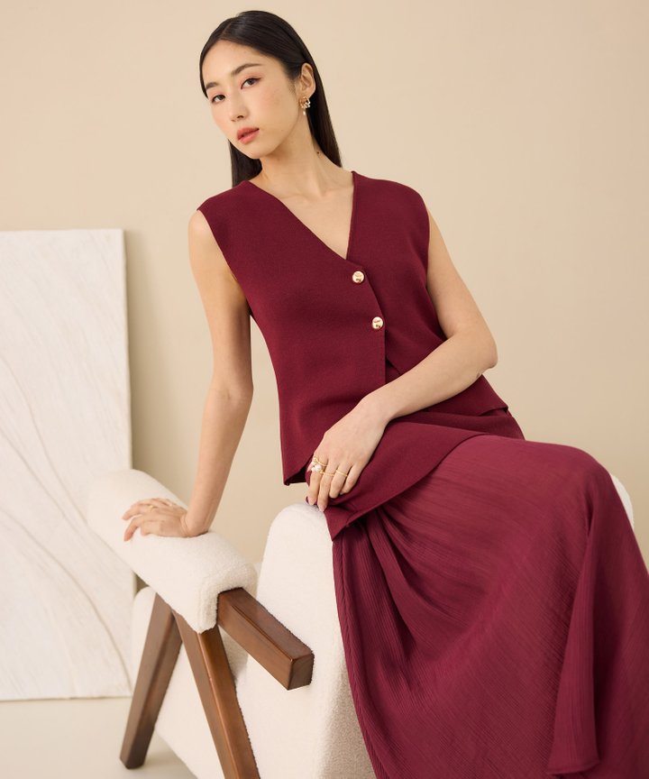 Anise Knit Vest - Magenta