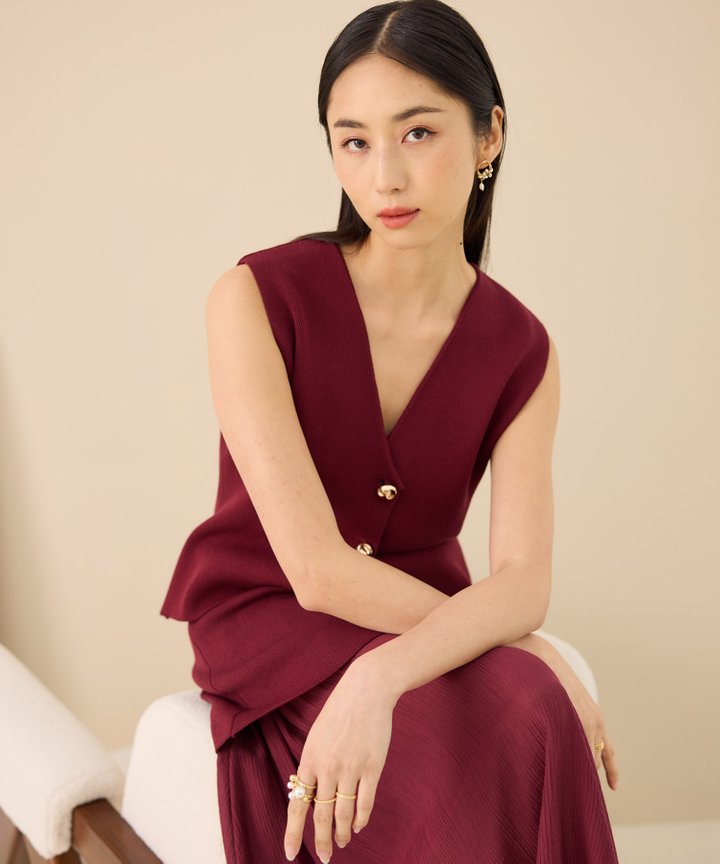 Anise Knit Vest - Magenta