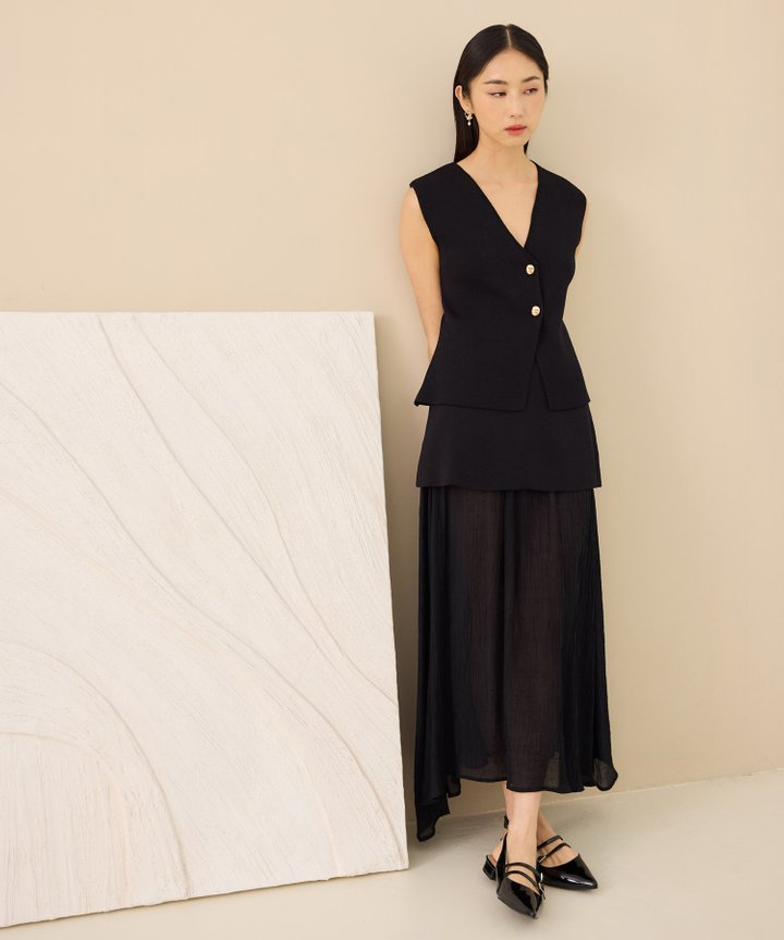 Anise Tiered Maxi Skirt - Black (Restock)