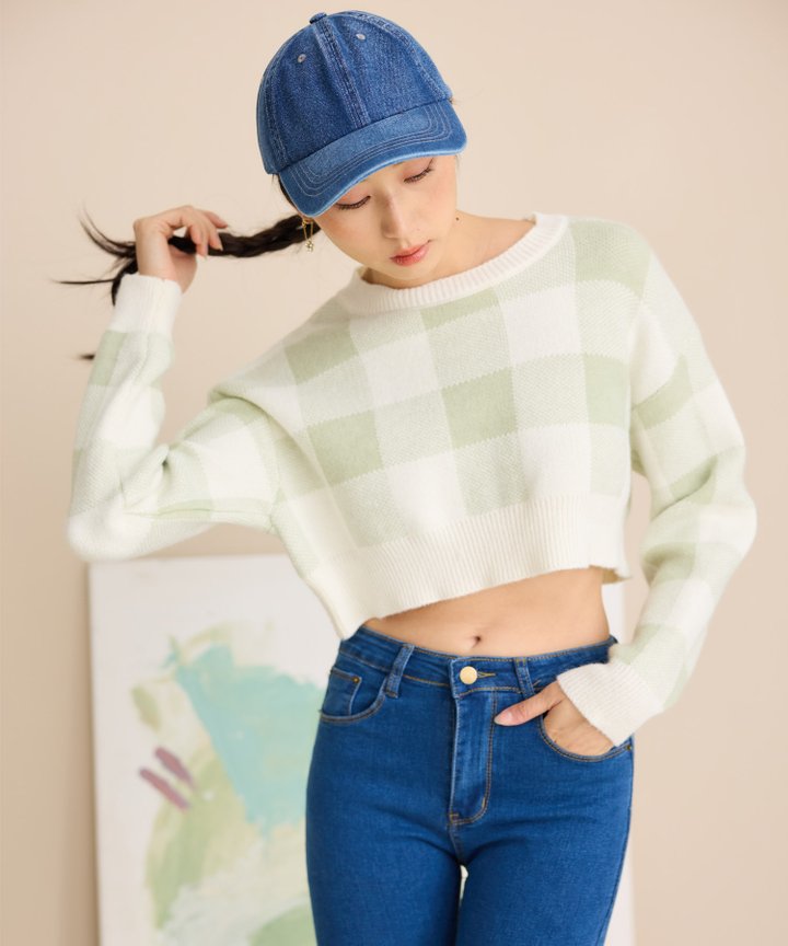 Bailey Checkered Sweater - Green