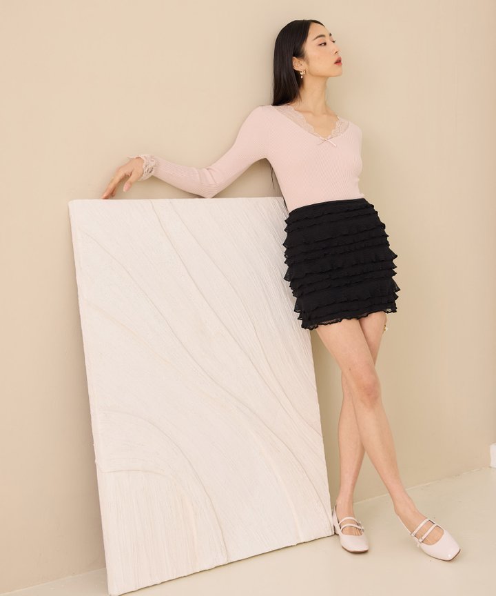 Elodie Tiered Mini Skorts - Black