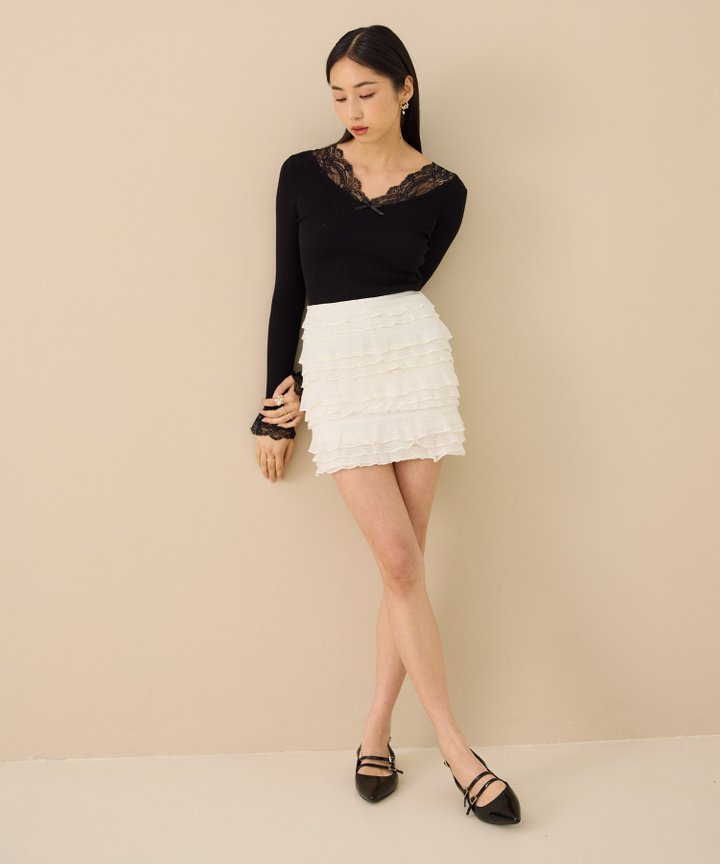 Elodie Tiered Mini Skorts - Ivory