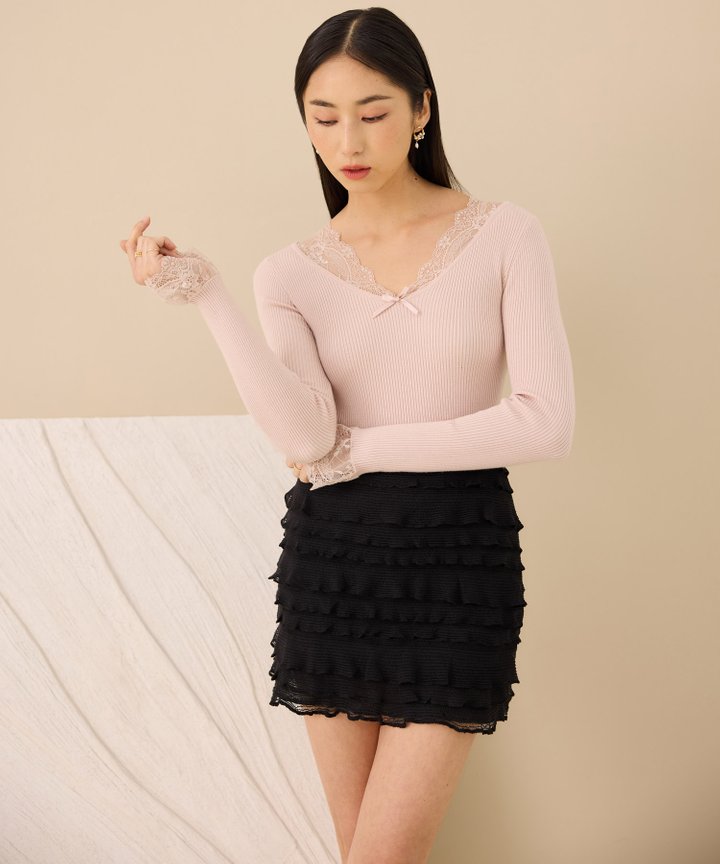 Iman Lace Knit Top - Dusk Pink