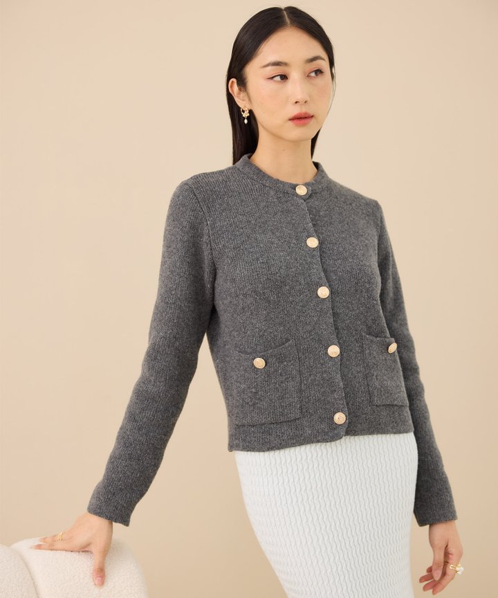 Sybil Military Cardigan - Dark Grey