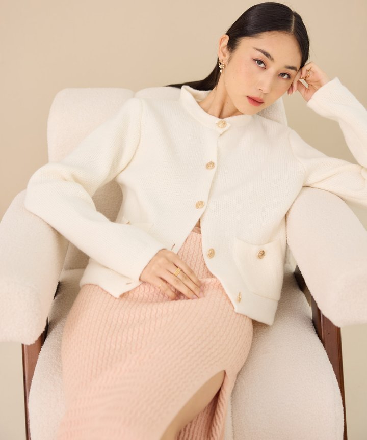 Sybil Military Cardigan - White