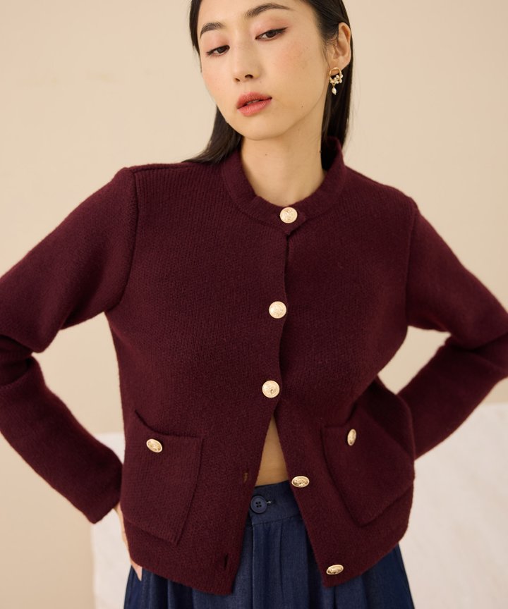 Sybil Military Cardigan - Wine